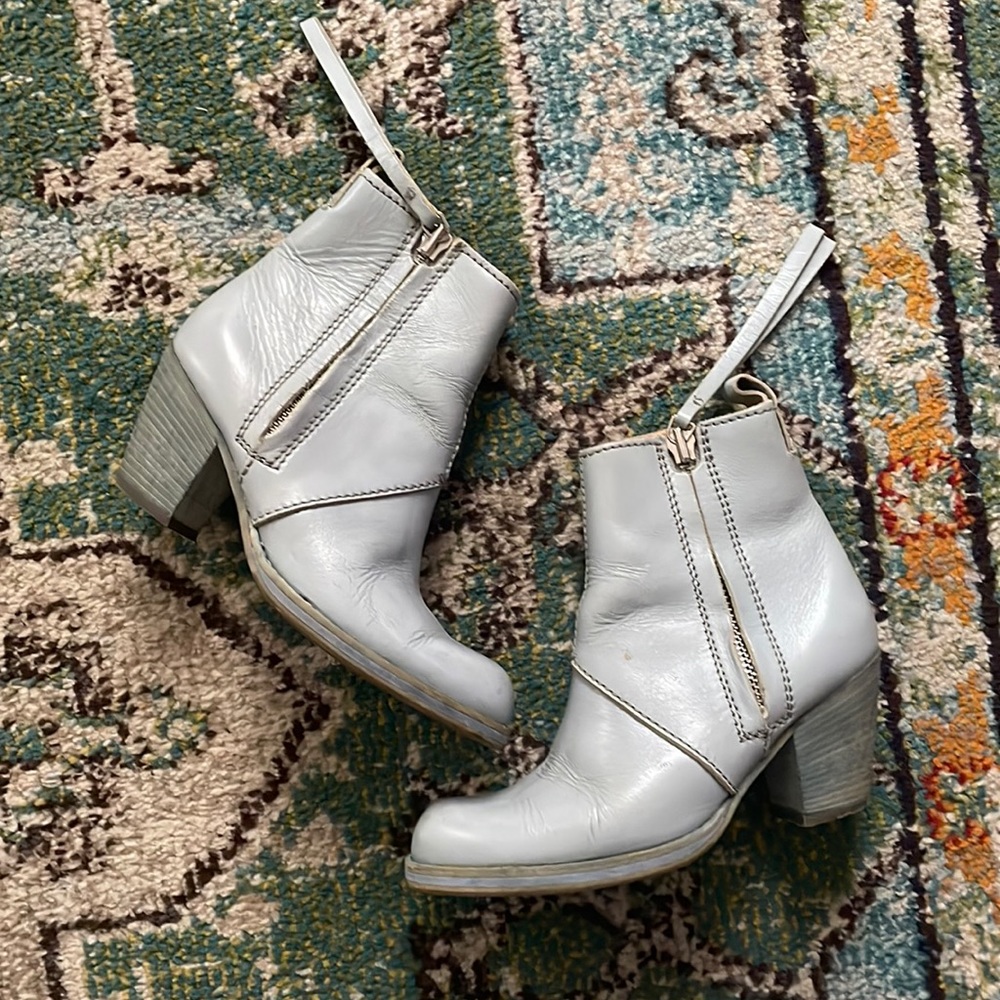 Acne Studios Leather Pistol Boots in Powder Blue